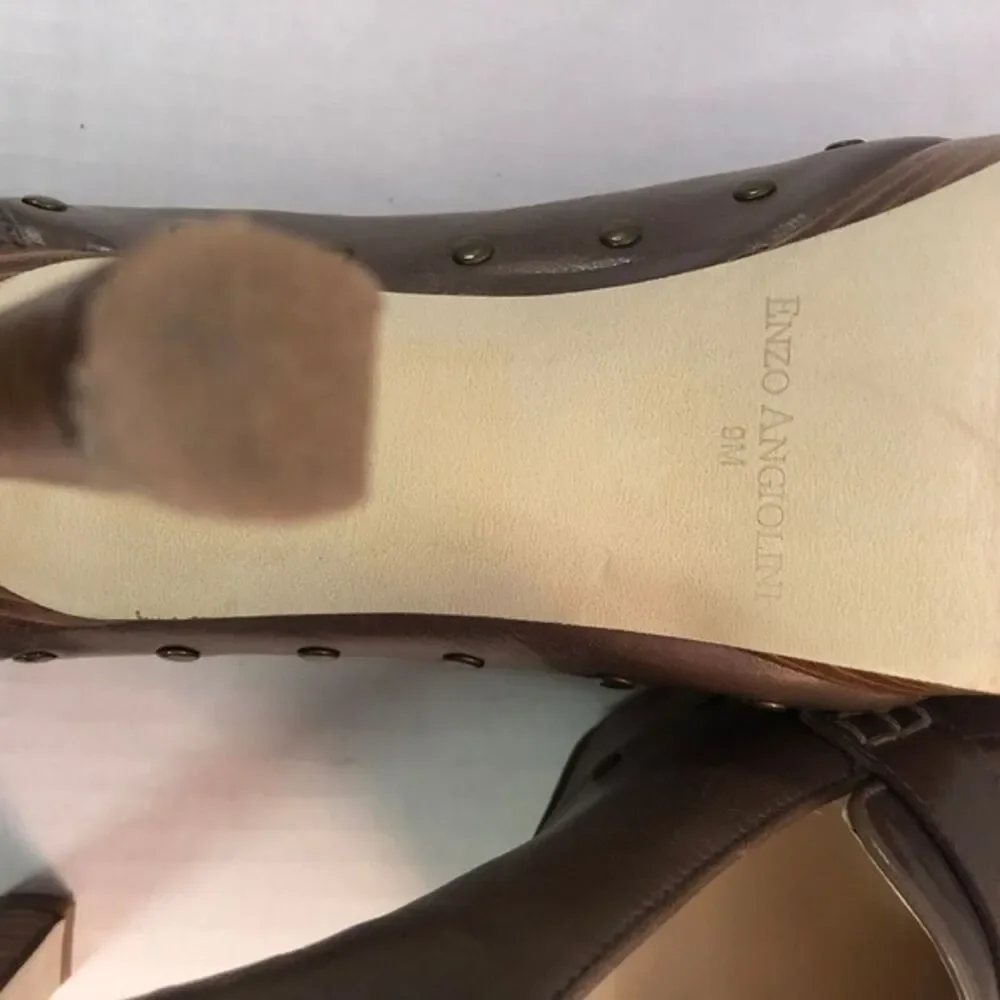 Enzo Angiolini Balinia Brown Leather Platform Heel Shoe Size 9